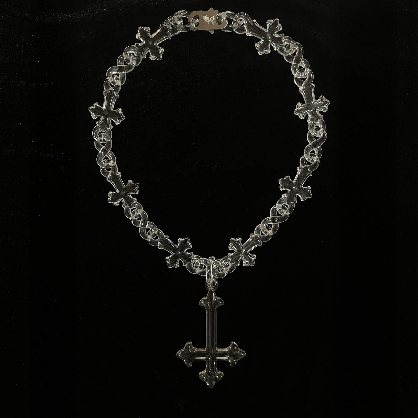 UPSIDE-DOWN CROSS CLEAR NECKLACE