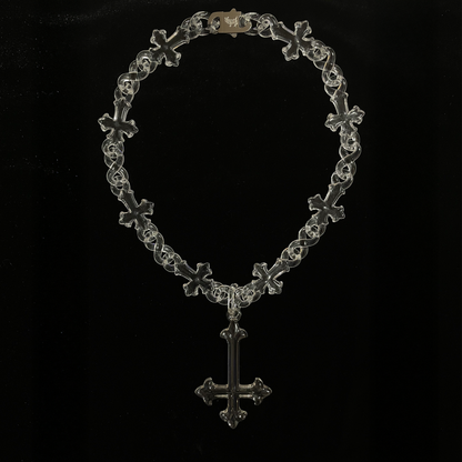UPSIDE-DOWN CROSS CLEAR NECKLACE