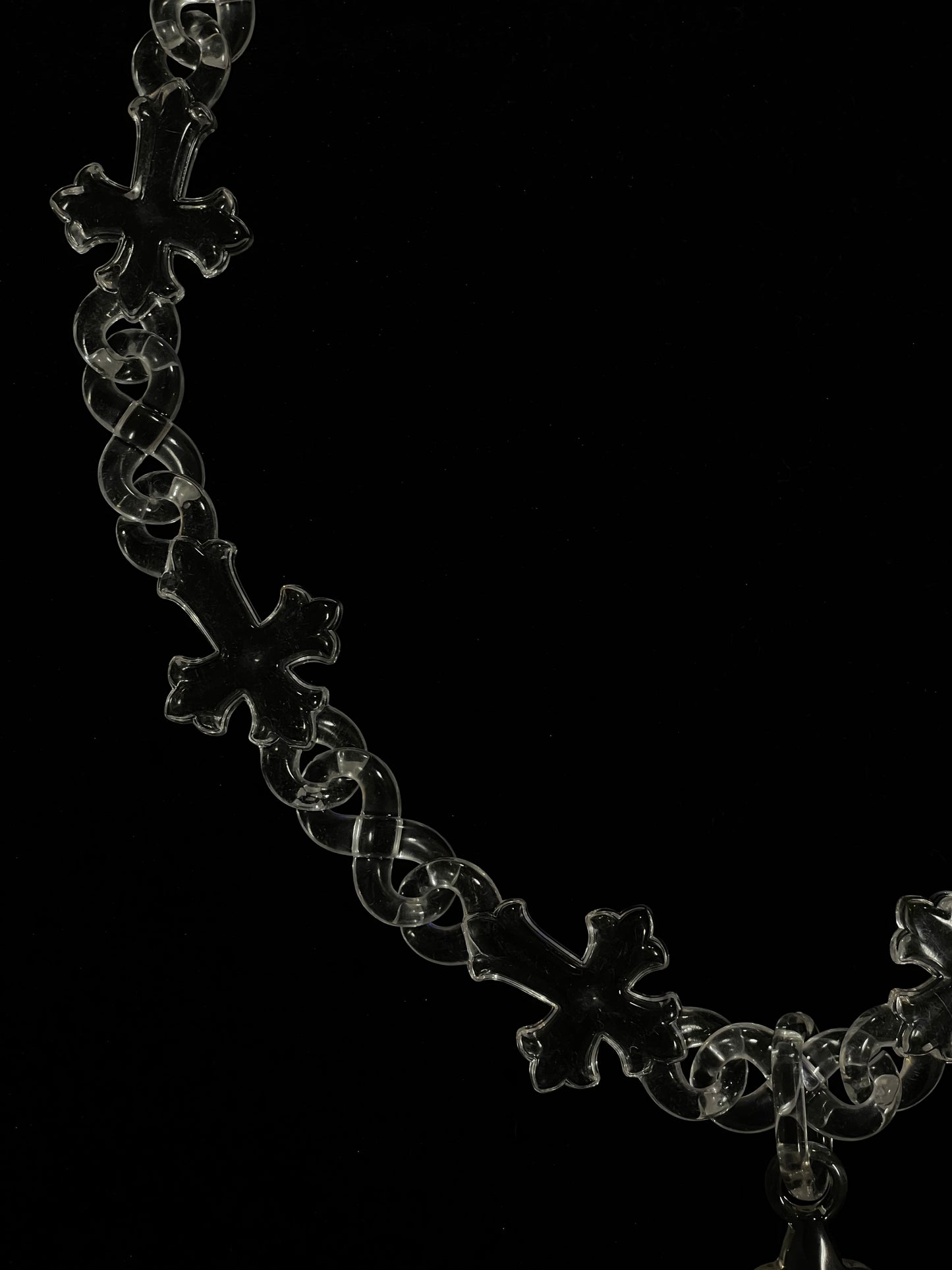 UPSIDE-DOWN CROSS CLEAR NECKLACE