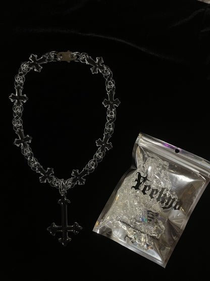 UPSIDE-DOWN CROSS CLEAR NECKLACE